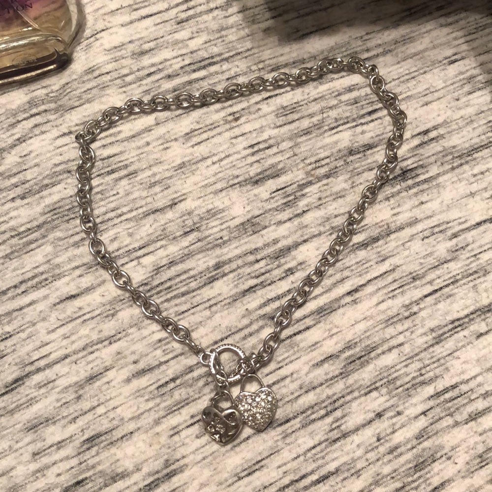 Silver double heart necklace